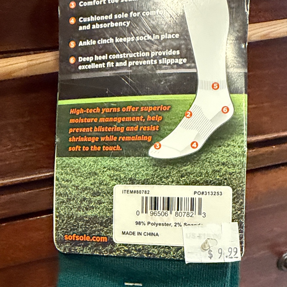 Sof Sole All Sport Select Men's Crew Sock Teal 2-Pack Size 5-9.5 NWT Athletic M - Picture 8 of 9